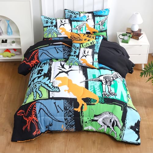 Tasselily 6 Pcs Bed in A Bag Full Comforter Set for Boys Girls, Dinosaur Comforter, Dinosaur Bedding Sets with Sheets for Kids - Image 1