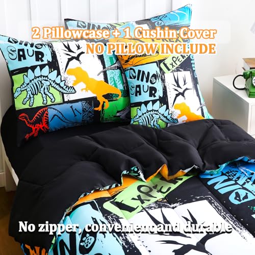 Tasselily 6 Pcs Bed in A Bag Full Comforter Set for Boys Girls, Dinosaur Comforter, Dinosaur Bedding Sets with Sheets for Kids - Image 5