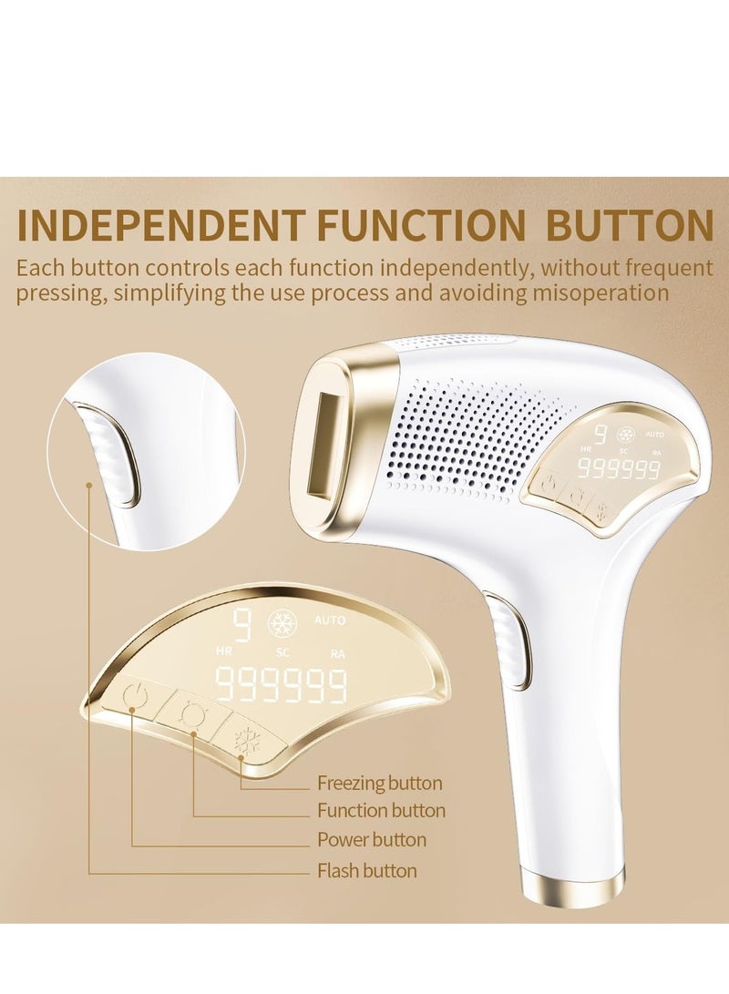 بينغ جنرال إزالة الشعر بالليزر، جهاز إزالة الشعر مع وظيفة التبريد بالثلج للعناية غير المؤلمة للنساء والرجال، جهاز إزالة الشعر بتقنية IPL 999,999 ومضة للوجه والإبطين والساقين والذراعين وخط البكيني - Image 5