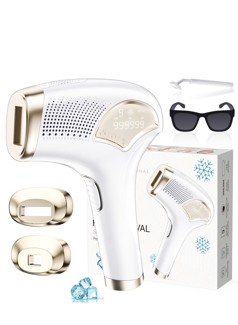 بينغ جنرال إزالة الشعر بالليزر، جهاز إزالة الشعر مع وظيفة التبريد بالثلج للعناية غير المؤلمة للنساء والرجال، جهاز إزالة الشعر بتقنية IPL 999,999 ومضة للوجه والإبطين والساقين والذراعين وخط البكيني - Image 1