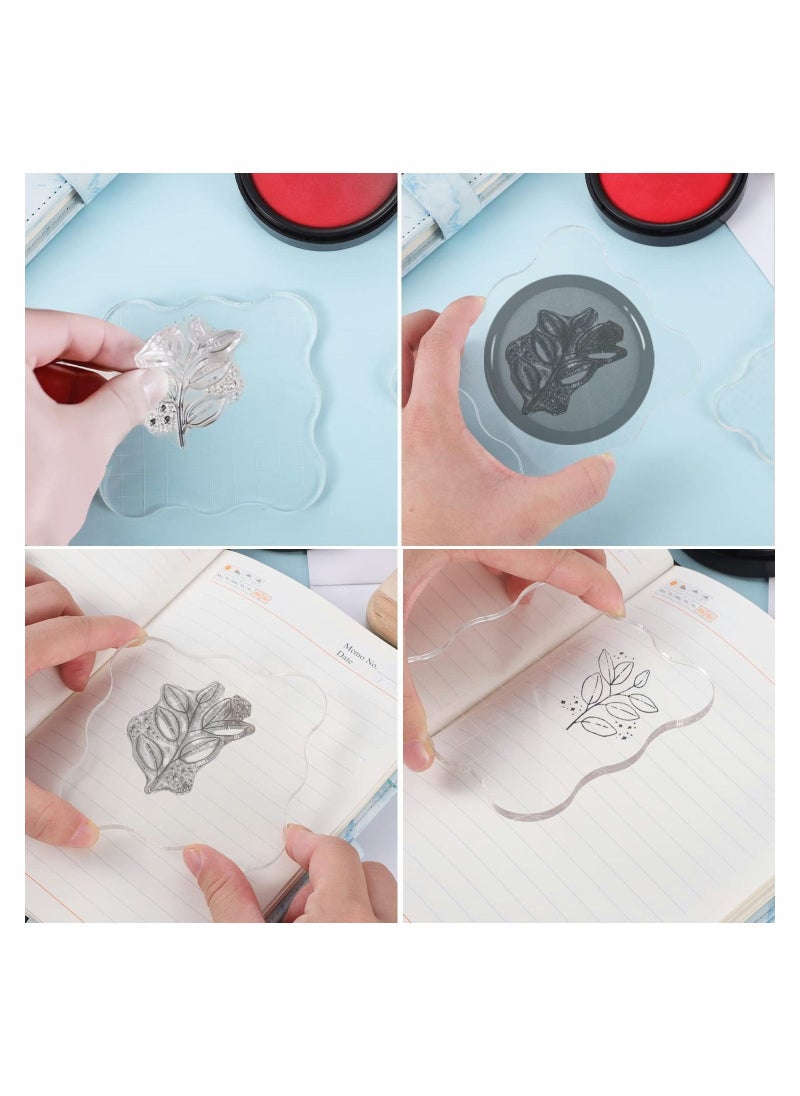 SYOSI - 3 Piece Stamp Block Set, SYOSI Transparent Seal, Clear Stamp Block with Grid Acrylic Block for Silicone Stamp Scrapbooking Photo Album, DIY Crafts Ornaments - Image 1