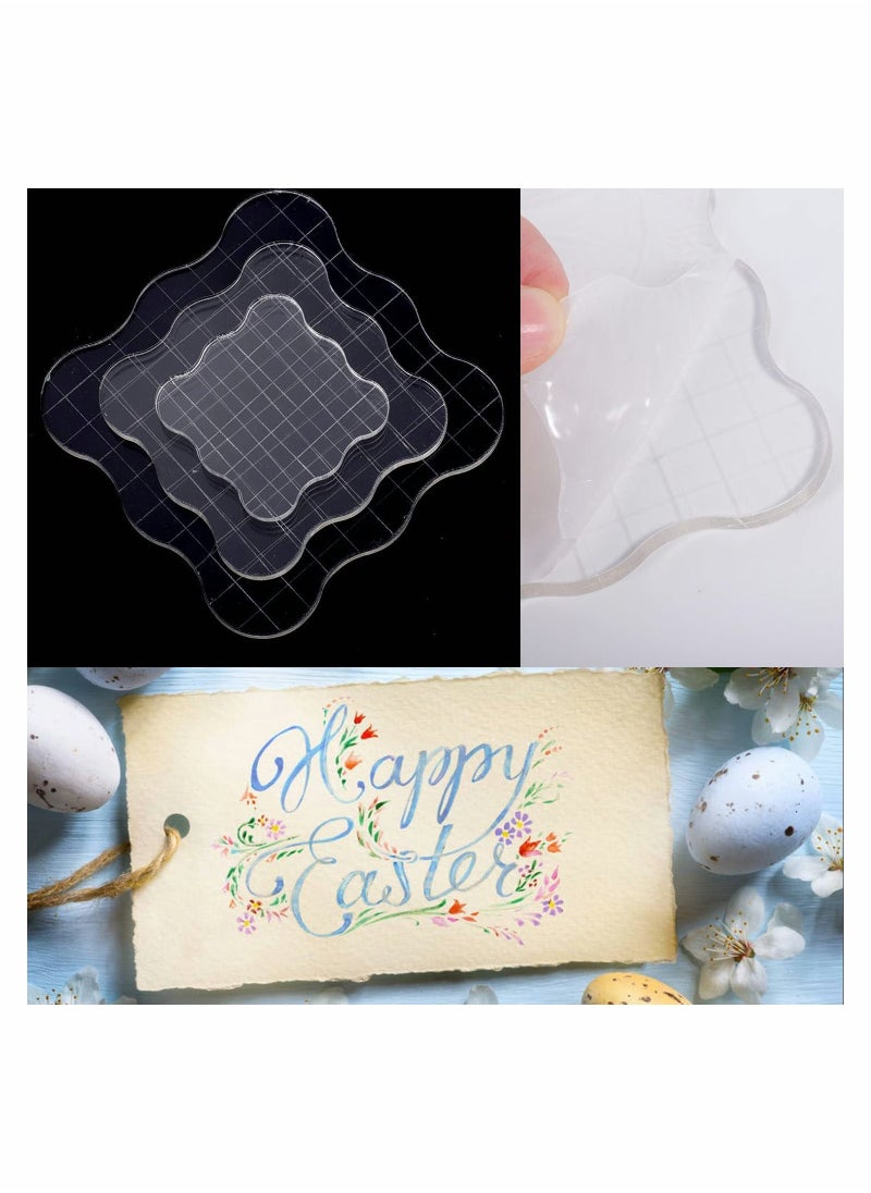 SYOSI - 3 Piece Stamp Block Set, SYOSI Transparent Seal, Clear Stamp Block with Grid Acrylic Block for Silicone Stamp Scrapbooking Photo Album, DIY Crafts Ornaments - Image 1