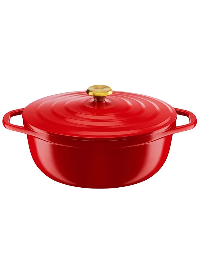 تيفال Tefal Air Oval Cooking Pot 30x23 cm Lightweight Cast Aluminum Dutch Oven Easy To Clean Stewpot Safe Ceramic Coating Condensation Lid Robust Oven-Safe Induction Cookware