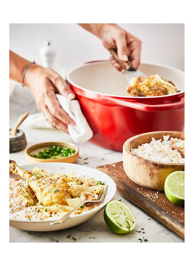 تيفال Tefal Air Oval Cooking Pot 30x23 cm Lightweight Cast Aluminum Dutch Oven Easy To Clean Stewpot Safe Ceramic Coating Condensation Lid Robust Oven-Safe Induction Cookware