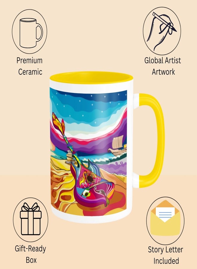 PAINTZSTORIES كوب قهوة سيراميك فني من PAINTZSTORIES بتصميم ألحان متناغمة، مطبوع رقميًا من قبل فنانين عالميين | كوب سيراميك متين للقهوة والشاي والمشروبات الباردة | كوب مطبوع كهدية عيد ميلاد | 350 مل - Image 3
