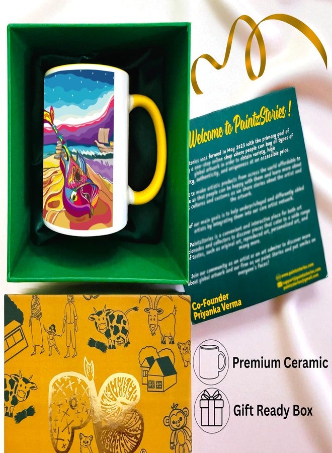 PAINTZSTORIES كوب قهوة سيراميك فني من PAINTZSTORIES بتصميم ألحان متناغمة، مطبوع رقميًا من قبل فنانين عالميين | كوب سيراميك متين للقهوة والشاي والمشروبات الباردة | كوب مطبوع كهدية عيد ميلاد | 350 مل - Image 5