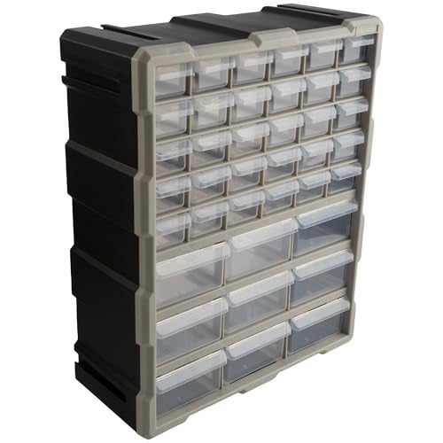 Stalwart 39-Drawer Plastic Small Parts Organizer - Desktop or Wall Storage Drawers for Organizing Hardware, Crafts, Garage, or Classroom (Black) - Image 1