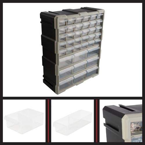 Stalwart 39-Drawer Plastic Small Parts Organizer - Desktop or Wall Storage Drawers for Organizing Hardware, Crafts, Garage, or Classroom (Black) - Image 5