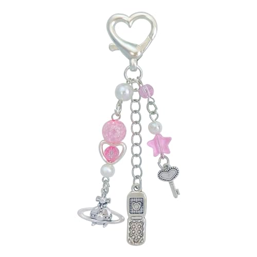 cioatu Cute Keychain Aesthetic Y2K Keychain Accessories Cute Heart Butterfly Strawberry Bear Key Chain for Keys Bags Women Gifts 1PCS Pink - Image 1