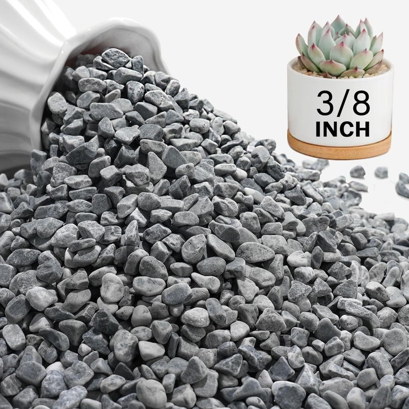 NUPICK 12 lbs Pebbles for Indoor Plants, 3/8 Inch Pea Gravel for Fish Tank, Decorative Rocks for Succulent, Natural River Stones for Vases, Cactus, Landscaping, Bird Bath, Aquarium, Grey