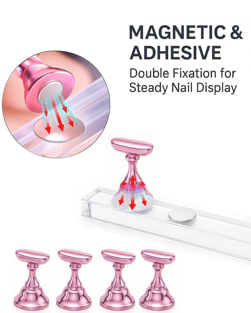 HomTop Nail Stand Set for Nail Art Practice & Display - Complete Acrylic Nail Holder Kit with Bonus Tweezers & Double-Sided Tape, False Nail & Press On Nail Practice Stand for Home DIY, Salon Use - Image 2