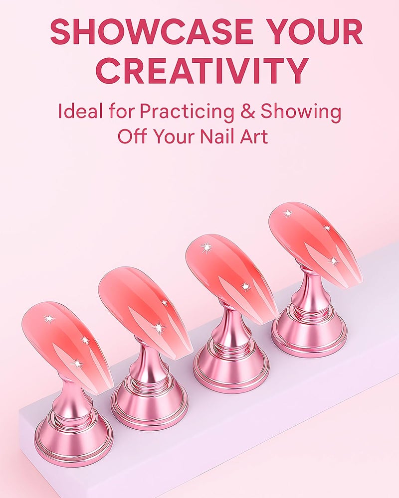 HomTop Nail Stand Set for Nail Art Practice & Display - Complete Acrylic Nail Holder Kit with Bonus Tweezers & Double-Sided Tape, False Nail & Press On Nail Practice Stand for Home DIY, Salon Use - Image 5
