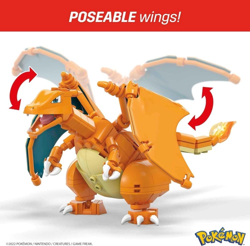 Mega Brands MEGA Pokémon Building Toys Set Charizard with 222 Pieces, Articulated and Poseable, 4 Inches Tall, for Kids - Image 4