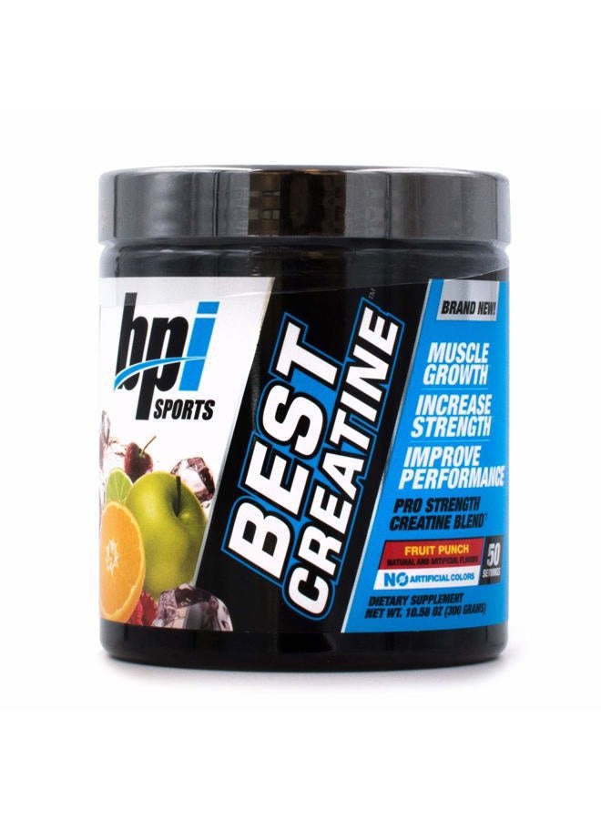 BPI SPORTS Best Creatine – Creatine Monohydrate, Himalayan Salt – Strength, Pump, Endurance, Muscle Growth, Muscle Definition – No Bloat – Fruit Punch – 50 servings – 10.58 oz. - Image 1