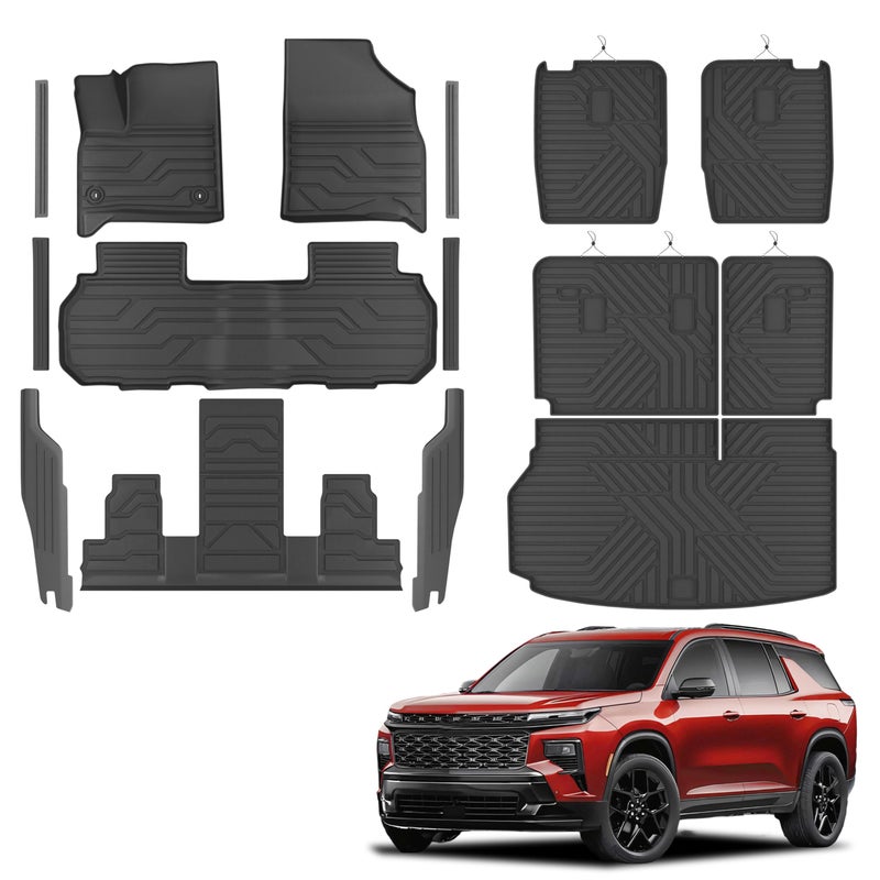 KARPAL Floor Mats for 2024 2025 2026 Chevy Traverse 7 Seats 2025 2026 Buick Enclave 7 Seats Captain Chairs AllWeather TPE Custom Fit Floor Liners Car Accessories - Image 3