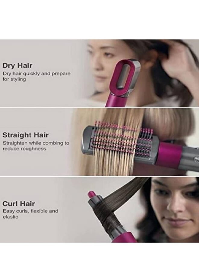 PROMASS 5 In 1 Hair Dryer Hot Air Brush Styler Negative Ion Hair Straightener Volumizer Hair Curler Hot Air Wrap Comb Brush - Image 2