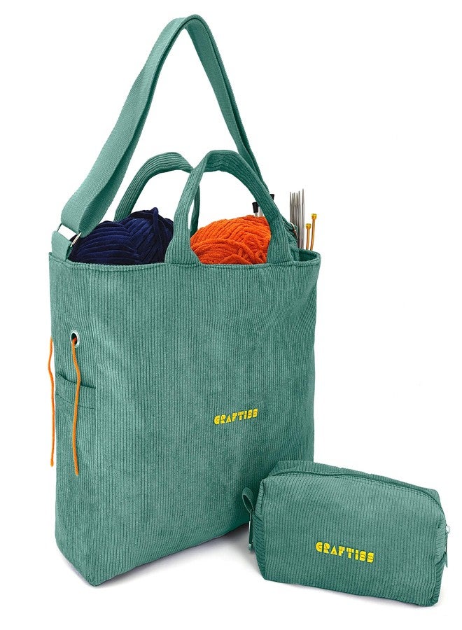 CRAFTISS Crochet Bag Yarn Storage - Christmas Gift - Durable Corduroy Yarn Bag for Crochet Accessories - Organizer with Knitting Accessories Case - Image 1