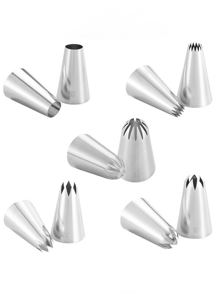 Eilimi 5 Pieces Set Large Piping Tip Kit, Stainless Steel Frosted Piping Kit, Pastry Cake Decorating Tips Cookie Cupcake Decorating Kit Baking Tools, Multiple Nozzles to Choose from (1E 347 FX-4B 1732 607) - Image 3