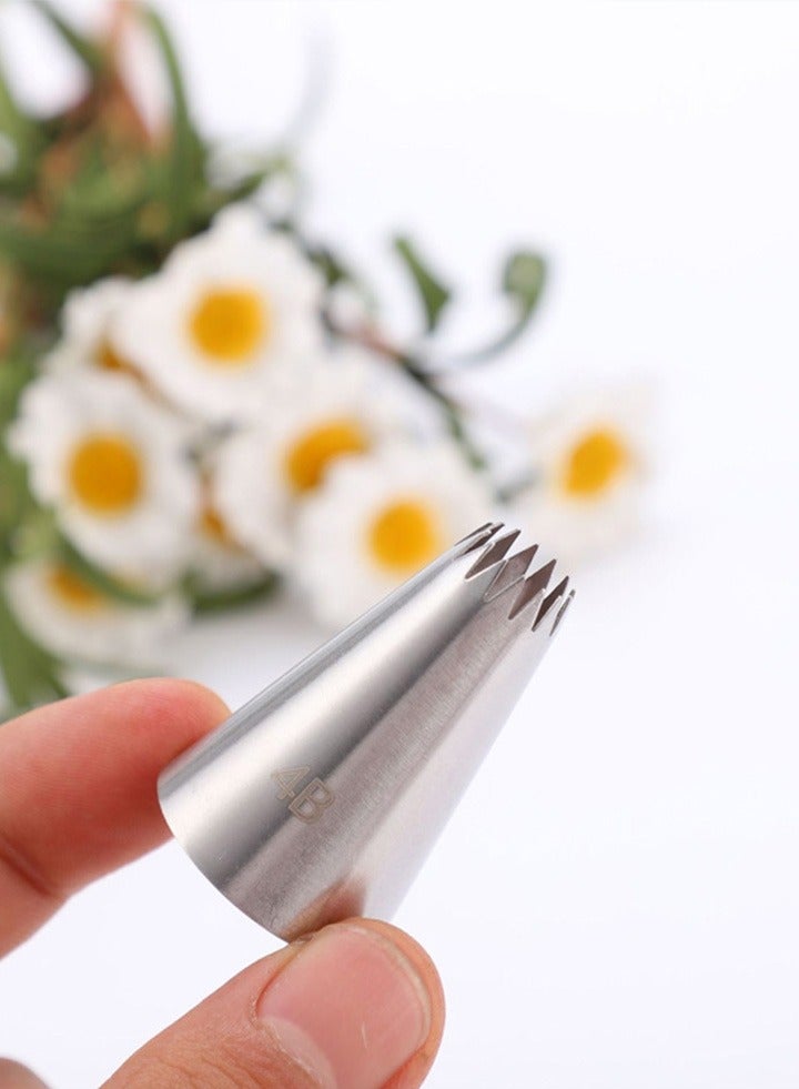 Eilimi 5 Pieces Set Large Piping Tip Kit, Stainless Steel Frosted Piping Kit, Pastry Cake Decorating Tips Cookie Cupcake Decorating Kit Baking Tools, Multiple Nozzles to Choose from (1E 347 FX-4B 1732 607) - Image 5