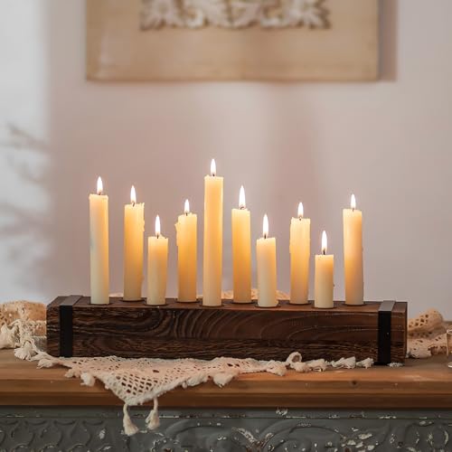 NUPTIO Wood Candelabra for Table Centerpiece 165 inch Long Taper Candle Holder  Farmhouse Candlestick Holder for Christmas Home Dining Living Room Fireplace Decor