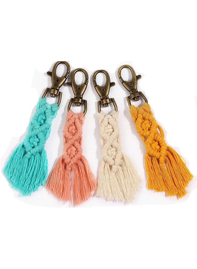 Antikiano - Macrame Keychains Boho Macrame Bag Charms with Tassels Car Hanging 4 pieces - multicolor - Image 1