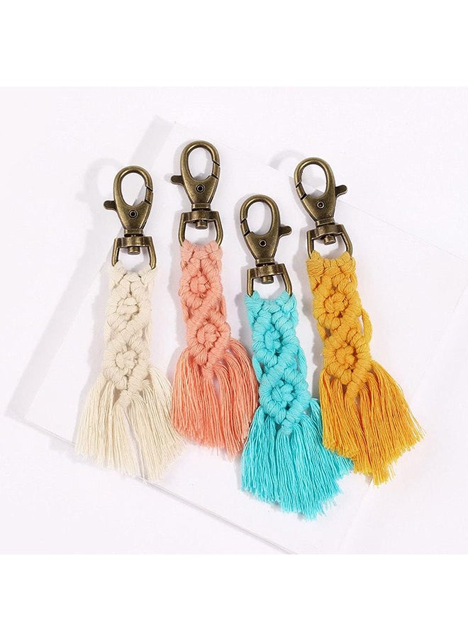 Antikiano - Macrame Keychains Boho Macrame Bag Charms with Tassels Car Hanging 4 pieces - multicolor - Image 1
