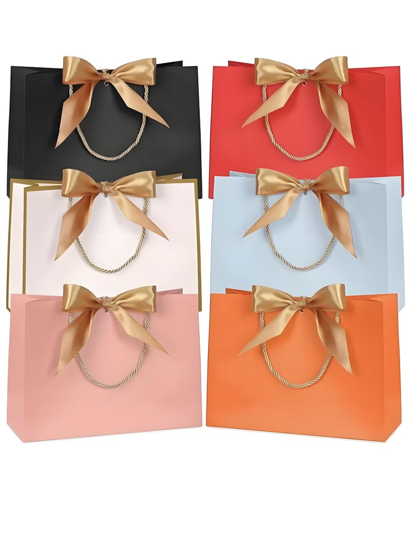 Lee Yon Gift Bags, Small Favor Bags, with Handles and Bow Ribbon, Waterproof Colorful Paper Gift Bags, for Baby Shower, Birthday, Wedding, Party, Festival, Holiday, 6 Colours, 11 x 3.9 x 7.8-inch - Image 1