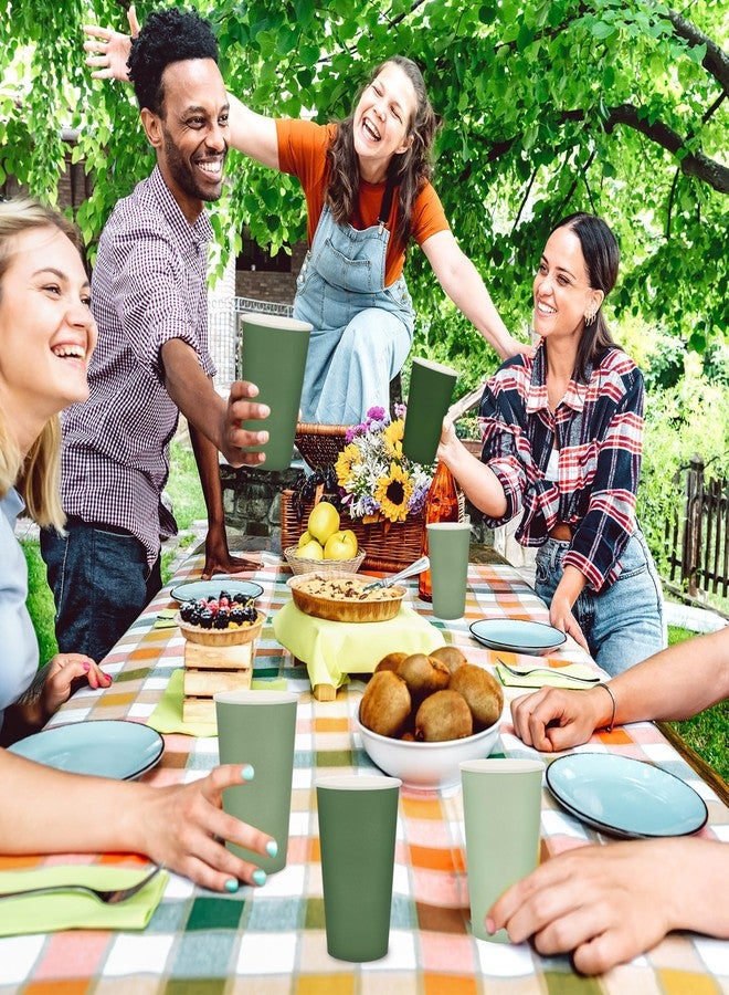 Whaline أكواب ورقية خضراء حكيمة 60 قطعة سعة 16 أونصة أكواب قابلة للتصرف بتدرج أخضر لمشروبات الربيع لحفلات الزفاف وحفلات استقبال المواليد ولوازم حفلات عيد الميلاد "بطة محظوظة واحدة" - Image 4