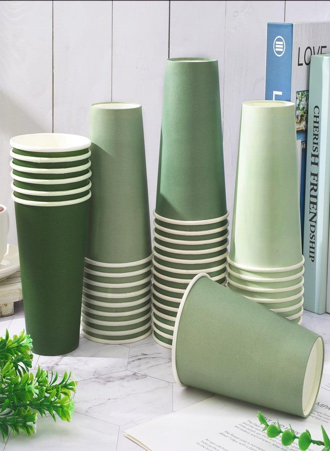Whaline أكواب ورقية خضراء حكيمة 60 قطعة سعة 16 أونصة أكواب قابلة للتصرف بتدرج أخضر لمشروبات الربيع لحفلات الزفاف وحفلات استقبال المواليد ولوازم حفلات عيد الميلاد "بطة محظوظة واحدة" - Image 5