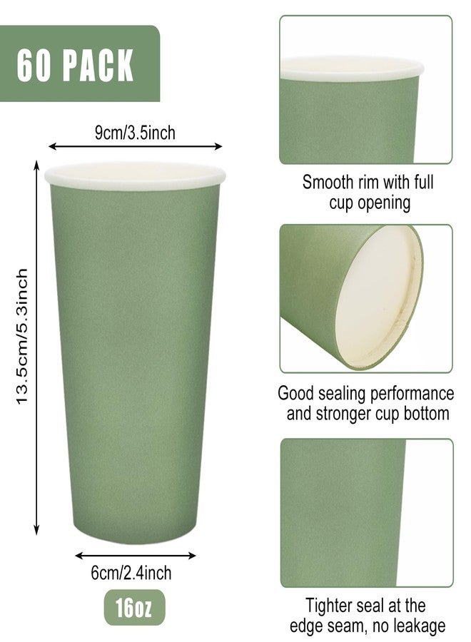 Whaline أكواب ورقية خضراء حكيمة 60 قطعة سعة 16 أونصة أكواب قابلة للتصرف بتدرج أخضر لمشروبات الربيع لحفلات الزفاف وحفلات استقبال المواليد ولوازم حفلات عيد الميلاد "بطة محظوظة واحدة" - Image 2