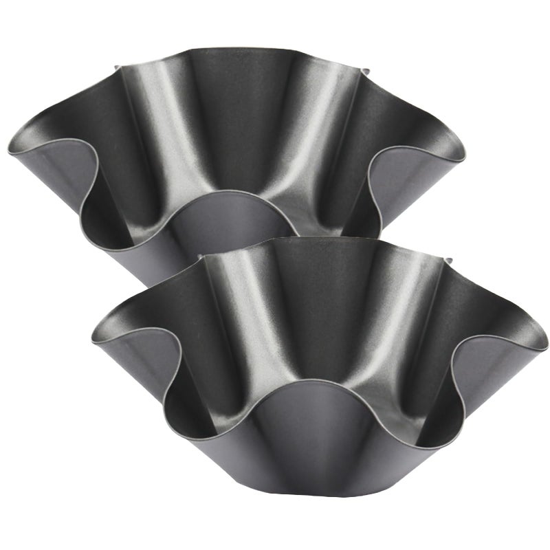 Cielasis 2 Pack 8.5" Nonstick Large Taco Shell Bowl - Carbon Steel Tortilla Maker Shell Pans Baking Molds Tostada for Frying Salad Bowls - Image 1