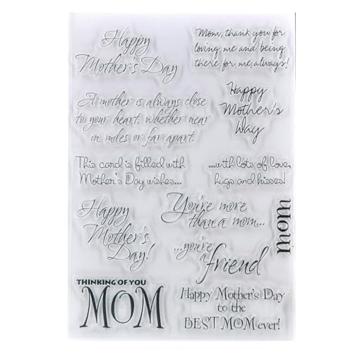 KWELLAM Words Happy Mother's Day Thing of You Mom Clear Stamps for Card Making Decoration and DIY Scrapbooking 21032934 - Image 1