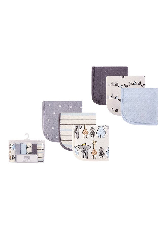 hudson baby 6 Piece Quilted Washcloths Royal Safari  - Image 1