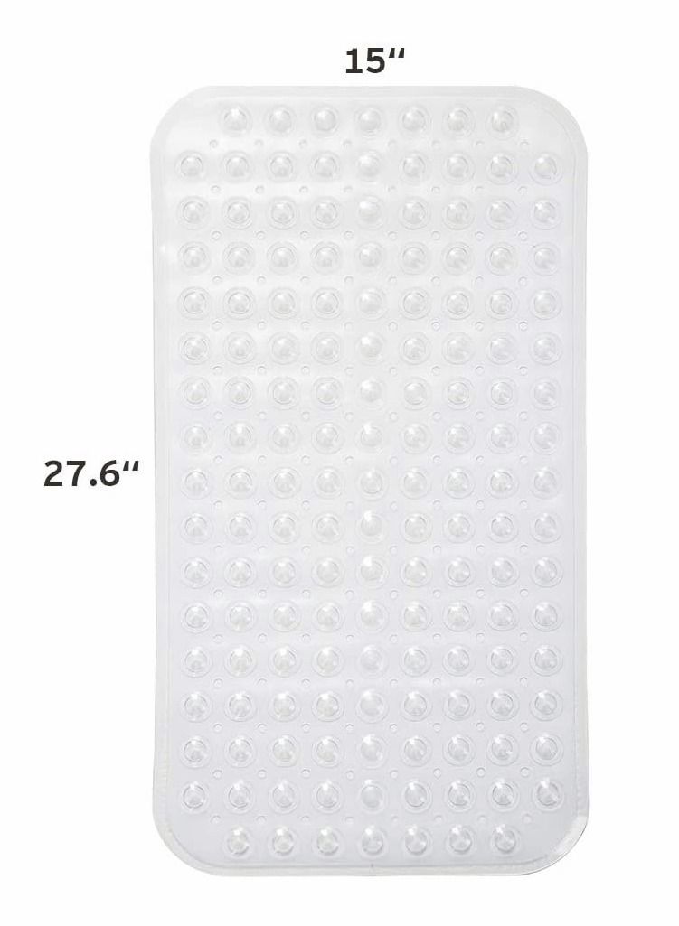 SYOSI Bath Tub Mat, Inches Non-Slip Shower Mats with Suction Cups and Drain Holes, Bathtub Mats Bathroom Mats Machine Washable, Medium Size 27.6 x 15 (Clear) - Image 1