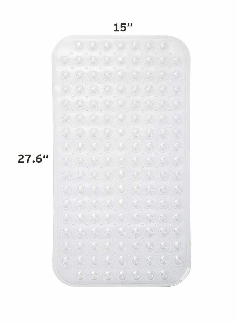 SYOSI Bath Tub Mat, Inches Non-Slip Shower Mats with Suction Cups and Drain Holes, Bathtub Mats Bathroom Mats Machine Washable, Medium Size 27.6 x 15 (Clear) - Image 3