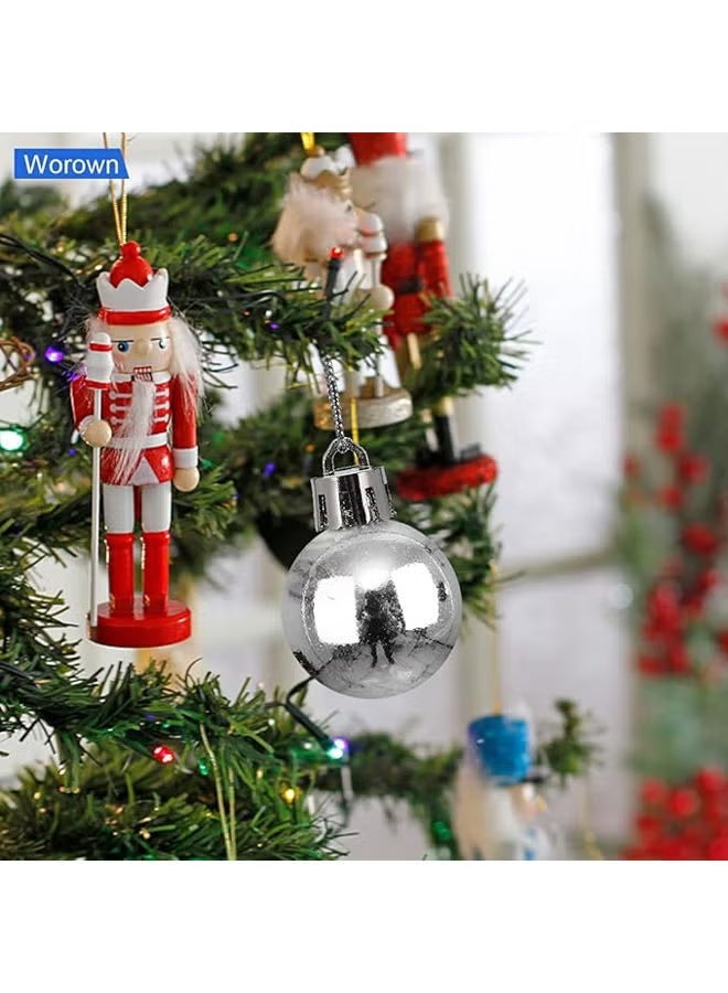 24 قطعة من زينة كرة عيد الميلاد الفضية 6 سم - Image 2