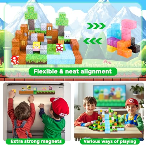 Annexfun Magnetic Blocks-100PCS Magnetic Building Cubes Blocks, STEM Montessori Sensory Toys for Toddlers Kids Boys Girls Ages 3 4 5 6 7 8 9 10 Christmas Birthday Gifts - Image 5