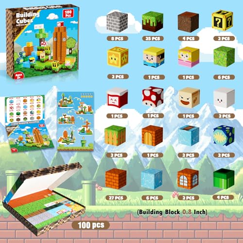 Annexfun Magnetic Blocks-100PCS Magnetic Building Cubes Blocks, STEM Montessori Sensory Toys for Toddlers Kids Boys Girls Ages 3 4 5 6 7 8 9 10 Christmas Birthday Gifts - Image 2