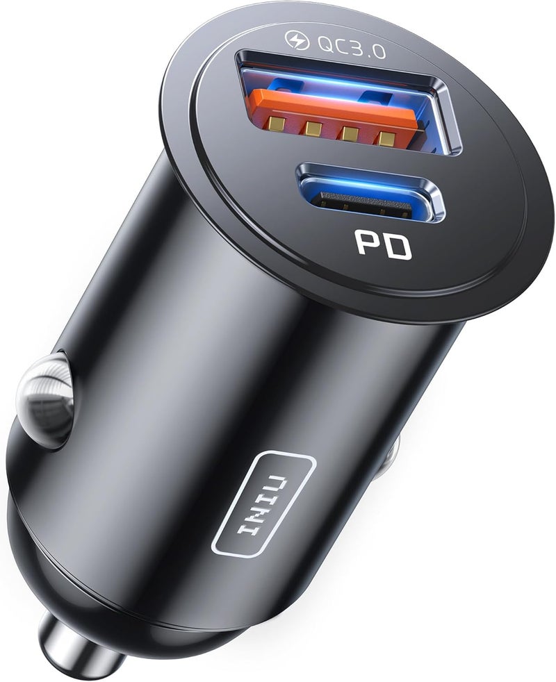 INIU Car Charger, 60W 2-Port (USB C +USB A) Fast Charging USB C Car Charger Adapter, All-Metal Mini Type-C Charger for iPhone 17 16 15 Pro Max iPad Samsung S26 S25 Airpods Huawei Honor etc - Image 1