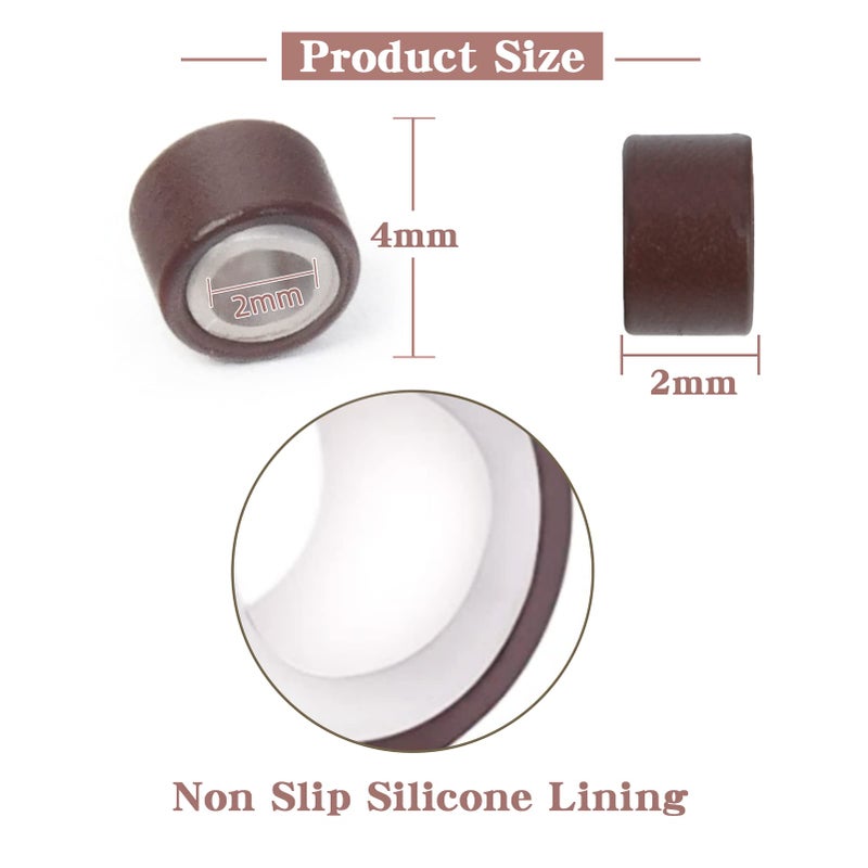 Vlasy 200Pcs 4mm Silicone Lined Micro Ring Beads for Hair Extensions 5Colors Apply (200Pcs Brown) - Image 2