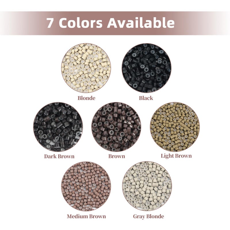 Vlasy 200Pcs 4mm Silicone Lined Micro Ring Beads for Hair Extensions 5Colors Apply (200Pcs Brown) - Image 4