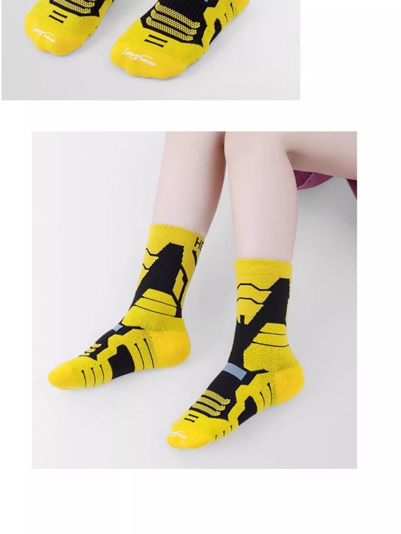 Children's Sports Socks Boys Running Training Basketball Socks Non-slip Shock Absorbing Breathable Socks Thickened Towel Bottom - Image 2