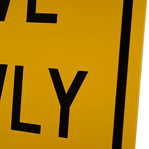 NMC TM72G Traffic Sign, Legend "CAUTION DRIVE SLOWLY", 12" Length x 18" Height, Aluminum 0.040, Black on Yellow - Image 2