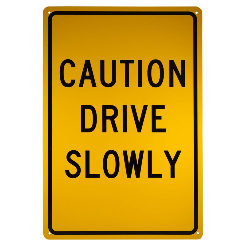 NMC TM72G Traffic Sign, Legend "CAUTION DRIVE SLOWLY", 12" Length x 18" Height, Aluminum 0.040, Black on Yellow - Image 5
