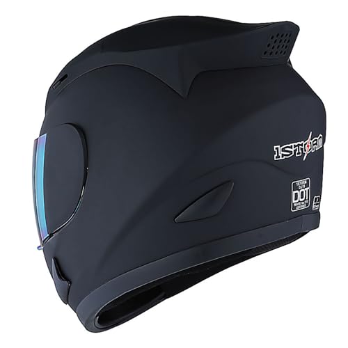 1Storm Motorcycle Bike Full Face Helmet Mechanic Skull: HJDJ11 Matt Black - Image 3