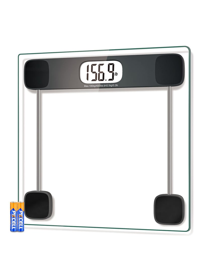 Barakah Digital Bathroom Scale for Body Weight, Accurate Weighing Scale High Precision Bath Scale for People with Step-On Technology, LCD Display, 400lbs, Batteries and Tape Measure Included - Image 1