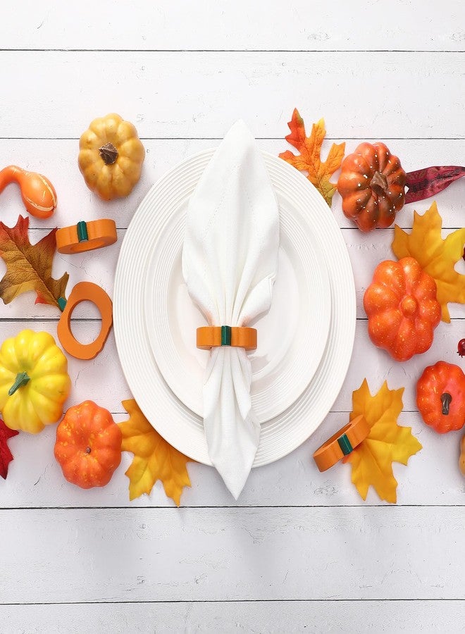 SiliFine 12 Pieces Thanksgiving Day Wooden Pumpkin Napkin Rings Fall Autumn Halloween Table Dinner for Party Decoration Home and Kitchen Decoration - Image 4