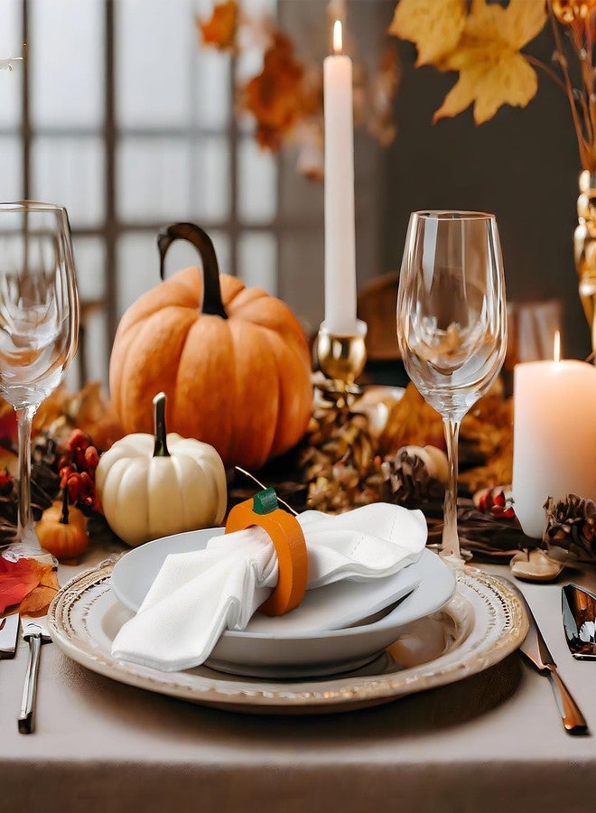 SiliFine 12 Pieces Thanksgiving Day Wooden Pumpkin Napkin Rings Fall Autumn Halloween Table Dinner for Party Decoration Home and Kitchen Decoration - Image 5
