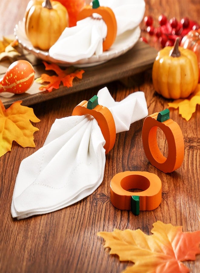 SiliFine 12 Pieces Thanksgiving Day Wooden Pumpkin Napkin Rings Fall Autumn Halloween Table Dinner for Party Decoration Home and Kitchen Decoration - Image 3