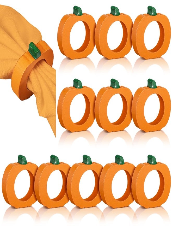 SiliFine 12 Pieces Thanksgiving Day Wooden Pumpkin Napkin Rings Fall Autumn Halloween Table Dinner for Party Decoration Home and Kitchen Decoration - Image 1